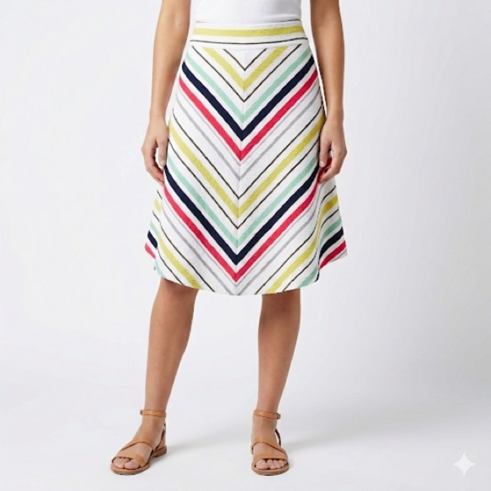 Maeve Women’s Chevron Stripe A Line Skirt Multicolor Small